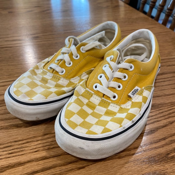 Yellow Checkered Vans | Size 7 - Picture 2 of 6